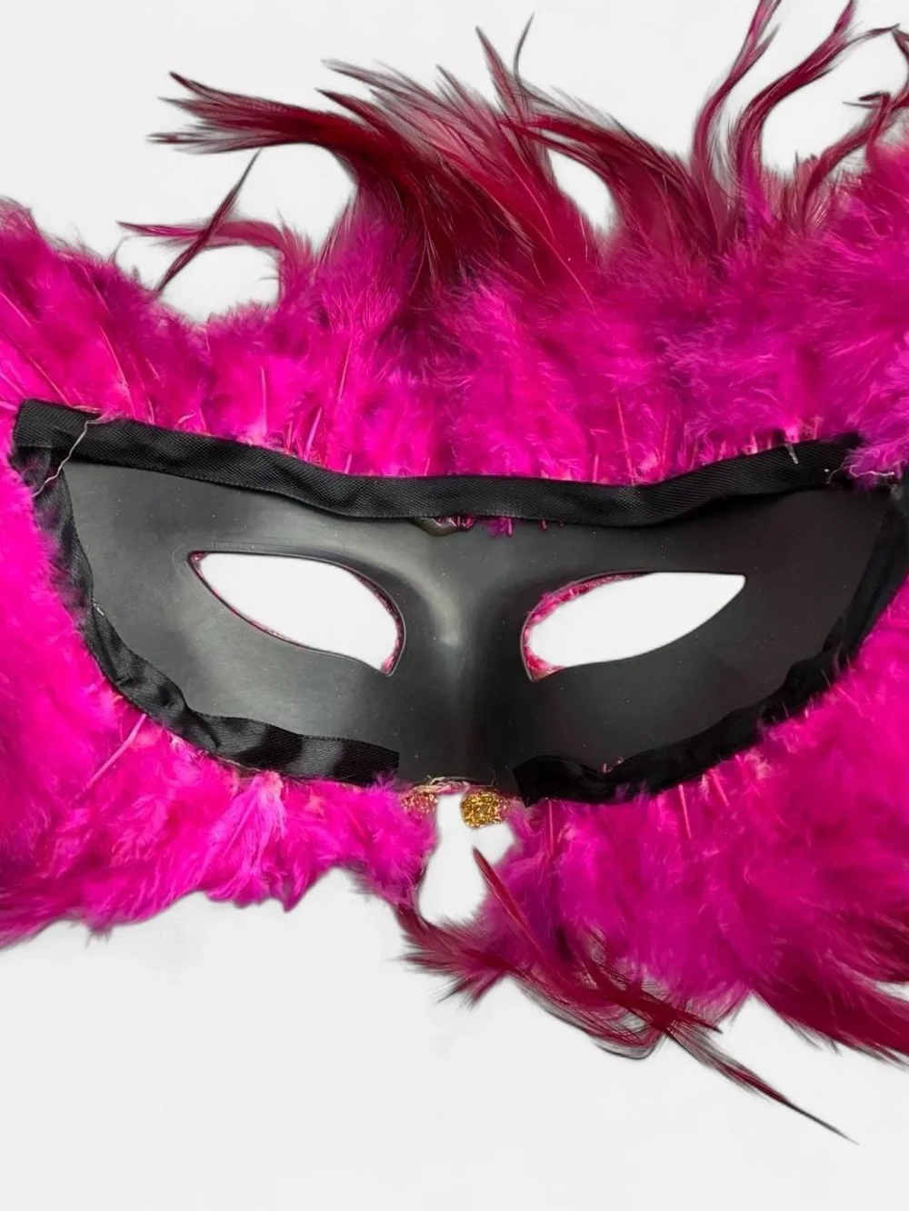Vibrant Pink Feathered Masquerade Mask